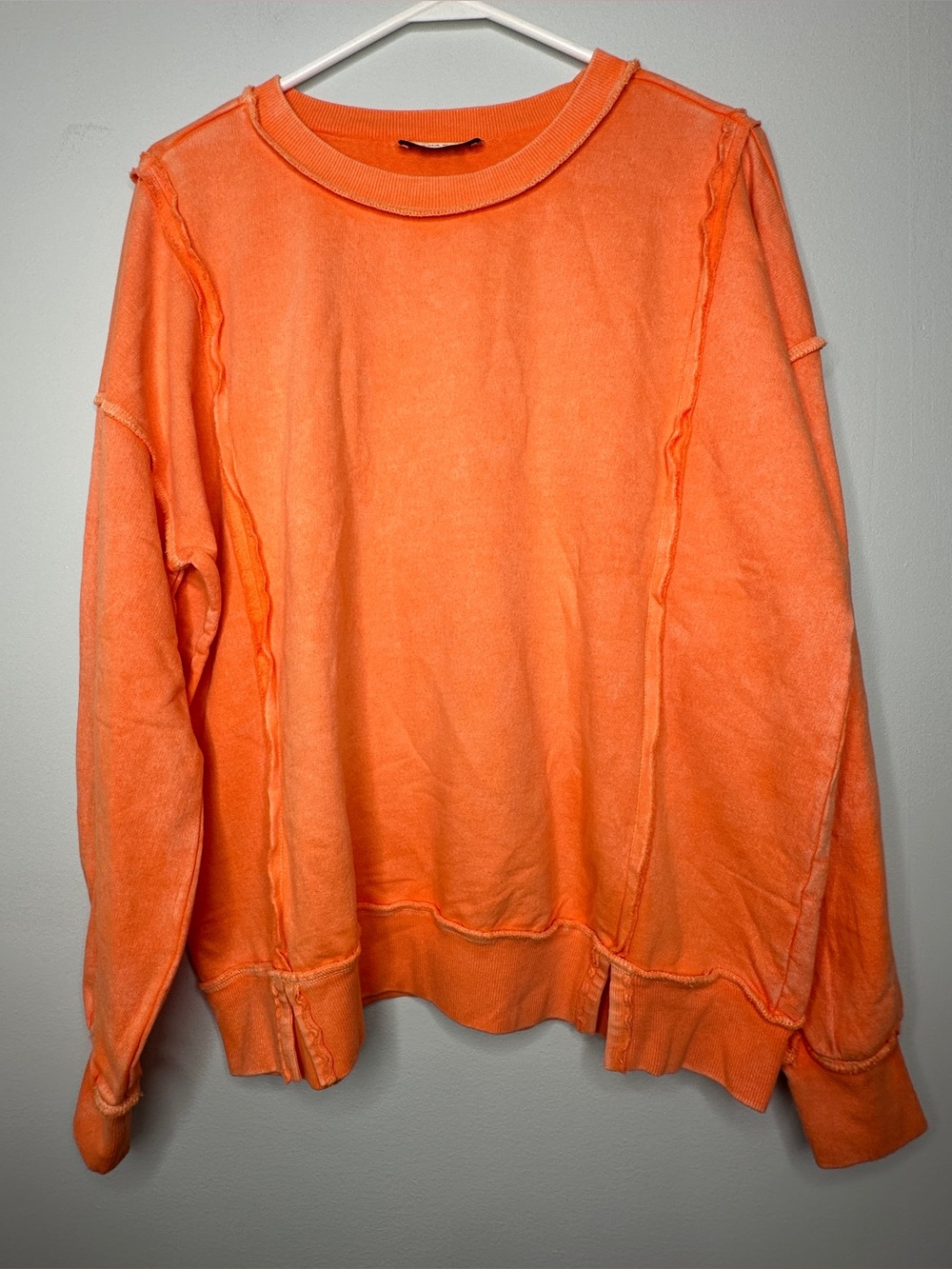 Zenana Orange Exposed Seam Oversized Crewneck Sweatshirt Size M
